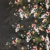 Изображение Кожа искусственная, цветочная кайма, черный