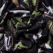Изображение Трикотаж стретч черный, зелёная и белая абстракция