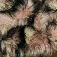 Изображение Мех искусственный мелированный розово-бежево-черный с длинным ворсом