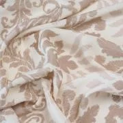 Изображение Плательная ткань, вискоза, белая с бежевыми графическими цветами, дизайн FORTE FORTE