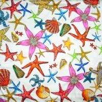 Изображение Шелк атласный стрейч, морские звезды, дизайн VERCASE