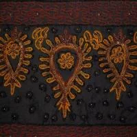 Тесьма декоративная с вышивкой, черный, оранжевый