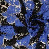 Изображение Кружево крученое, черно-синие цветы