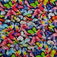 Изображение Жоржет стрейч, цветные бабочки, дизайн ROBERTO CAVALLI