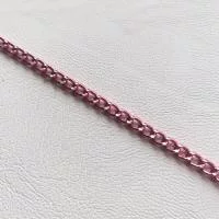 Цепь декоративная панцирного плетения, металл, 5 мм, розовый