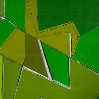 Изображение Трикотаж стрейч, вискоза, зеленая геометрия, подписной дизайн DARLING