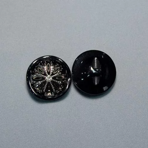 Пуговица для шубы круглая, дизайн черно-серебристый цветок, 3.8 см купить,  цена в интернет-магазине